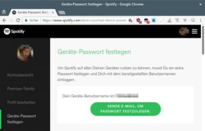Abbildung 6: Für die Integration von Spotify in Volumio müssen Sie in den Einstellungen Ihres Spotify-Accounts ein Gerätepasswort anlegen.