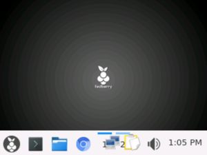 Abbildung 3: Unter Fedberry sehen Sie zwar den Desktop vollständig, doch ohne Framebuffer-Copy skaliert die Distribution die Fenster ebenso wenig wie Sabayon.