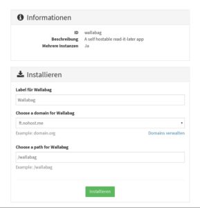 Abbildung 4: Für den Test fiel die Wahl unter anderem auf Wallabag, wobei das Paket aus dem offiziellen Repository des Unternehmens stammte.