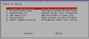 Abbildung 4: Mit Fedberry-config nehmen Sie Einstellungen am System vor.