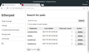Abbildung 6: Das Plugin »activepads« hilft dabei, Ordnung in der Etherpad-Lite-Struktur zu halten.