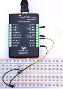 Abbildung 8: Die Fotodiode dient in diesem einfachen Aufbau als Lichtsensor.