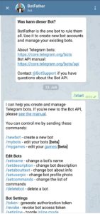 Abbildung 1: Der Telegram-Bot BotFather dient dazu, neue Bots im Chat-Dienst anzulegen.