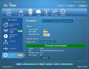 Abbildung 5: Haben Sie den kleinen Router einmal eingerichtet, empfiehlt es sich, als Erstes die Firmware über ein Update auf den neuesten Stand zu bringen. Dabei bietet das System mehrere Optionen an.