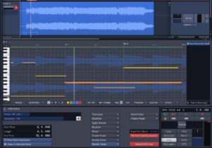 Abbildung 6: Im neuen Midi-Editor ist es möglich, Aufnahmen von anderen Spuren als Ghost-Tracks im Hintergrund anzuzeigen und so Noten synchron zu Aufnahmen zu komponieren.