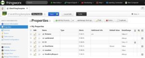 Abbildung 4: Ein Ausschnitt der Thingworx-Weboberfläche mit dem Client-Template und seinen Properties.
