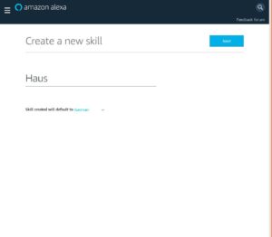 Abbildung 5: Im Assistenten wählen Sie Name und Sprache des Skills aus.