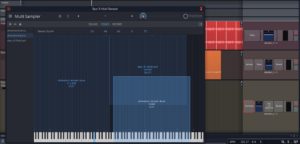 Abbildung 4: Durch das Definieren von Zonen als Rechtecke, die Sie verschieben und überlappen, ermöglicht der Multisampler den Bau eigener Instrumente. Die reagieren sehr subtil auf mit MIDI-Instrumenten gespielte Noten und Anschlagstärken.