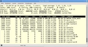 Abbildung 1: Das Tool Top zeigt standardmäßig die Prozesse mit dem höchsten CPU-Zeit-Verbrauch an.
