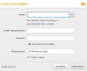 Abbildung 2: Ein neues Konto f&uuml;gen Sie auf dem Client schnell hinzu.