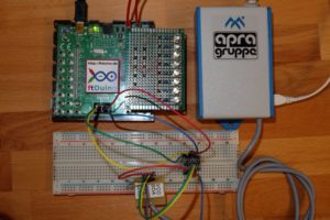 Abbildung 3: Ein Programm zum Steuern des Lauflichts dient dazu, die Kommunikation mit dem Ftduino zu testen.