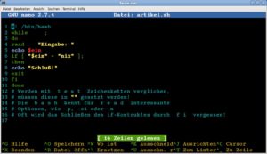 Abbildung 2: Nano mit einer ge&auml;nderten, systemweiten Konfiguration in <code>/etc/nanorc</code>.