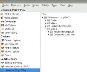 Abbildung 8: Zugriff auf den DLNA-Server mit dem VLC.