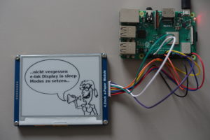 Abbildung 7: Nach einem Aufruf des REST-Services <code>refreshDisplay</code> erscheint die frisch eingegebene Nachricht auf dem E-Ink-Display.