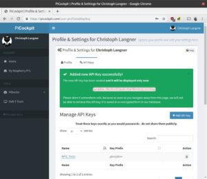 Abbildung 1: Die Authentifizierung des Raspberry-Systems bei PiCockpit erfolgt &uuml;ber jeweils individuelle API-Schl&uuml;ssel.