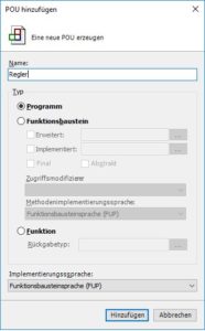 Abbildung 5: Als Erstes definieren Sie eine Program Organization Unit (POU).