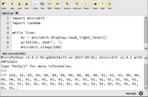 Abbildung 5: Ausgabe der Helligkeit im REPL-Command-Fenster des Mu-Editors.