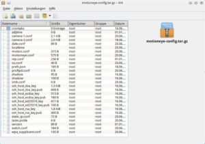 Abbildung 6: Alles Wichtige in einem Archiv: der Inhalt des von MotioneyeOS erstellten Backups.
