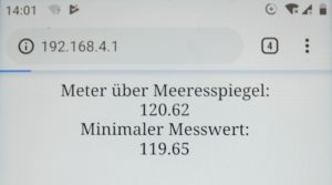 Abbildung 6: Der eingebaute Webserver erlaubt einen permanenten Zugriff auf die ermittelten Daten des Sensors via WLAN.