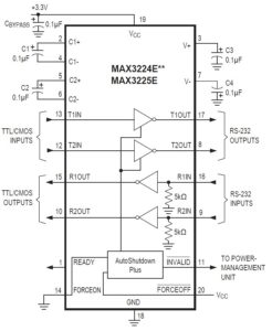 Abbildung 7: Schaltdiagramm für den MAX3225E mit integrierter Ladungspumpe. (Bild: Maxim)