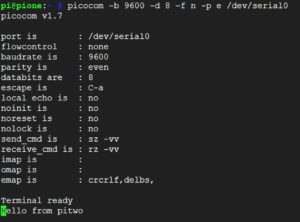 Abbildung 4: Der Raspberry Pi <code>pione</code> erhält von <code>pitwo</code> eine Nachricht.