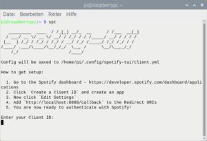 Abbildung 5: Beim ersten Start möchte Spotify TUI die <span class="ui-element">Client ID</span> und das <span class="ui-element">Client Secret</span> wissen. Die daraus resultierende URL versucht das Setup in einem Browser zu öffnen. Im letzten Schritt übertragen Sie diese Adresse in das Terminalfenster.
