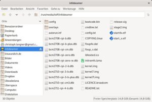 Abbildung 1: F&uuml;r die Installation von Info-beamer auf einem Raspberry&nbsp;Pi gen&uuml;gt ein Dateimanager.