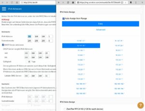 Abbildung 1: Die von ZeroTier genutzten IP-Adressen dürfen nicht mit den vom WLAN-Router vergebenen Nummern kollidieren. Hier verwendet die Fritzbox den Bereich 192.168.188.*, ZeroTier 10.147.19.*.
