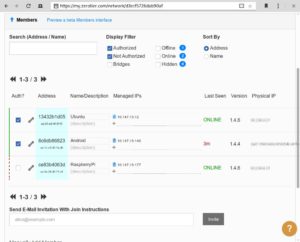 Abbildung 2: Über das Dashboard müssen Sie neu angelegte ZeroTier-Clients autorisieren. Zur besseren Unterscheidung sollten Sie den Geräten auch für sich sprechende Namen geben.