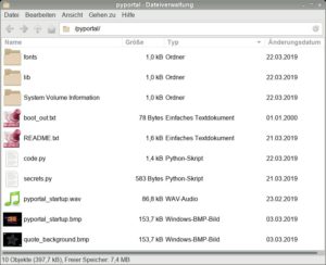 Abbildung 3: An einen Linux-Rechner angeschlossen erscheint der Speicher des PyPortal als normales Laufwerk.