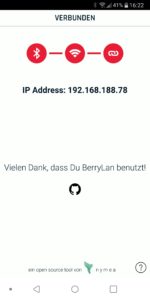Abbildung 3: Nach Abschluss des Verbindungsaufbaus zeigt die App auf dem Smartphone die IP-Adresse des Raspberry Pi an.