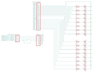 Abbildung 4: Der Schaltplan der Output-Platine mit den LEDs als Verbrauchern.