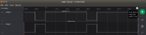 Abbildung 4: Ein normales und ein invertiertes PWM-Signal auf dem Logic-Analyzer.