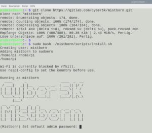 Abbildung 2: Die Installation von Mistborn auf dem Server ist mit zwei Befehlen schnell angesto&szlig;en. Danach vergeben Sie lediglich noch ein Passwort, der Rest l&auml;uft automatisch.