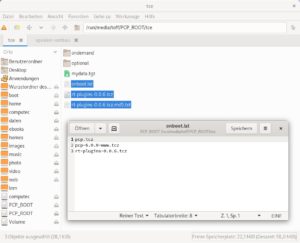 Abbildung 4: Das für den piCorePlayer gebaute Plugin müssen Sie von Hand nach <code>tce/optional/</code> auf der Partition <code>PCP_ROOT</code> kopieren.