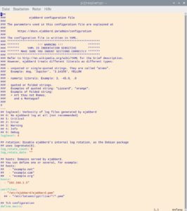 Abbildung 5: Wesentlich detailliertere Optionen zur Anpassung bietet die Ejabberd-Konfigurationsdatei <code>ejabber.yml</code>.