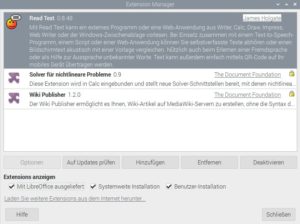 Abbildung 1: Die Text-to-Speech-Erweiterung installieren Sie über den Extension Manager von LibreOffice.
