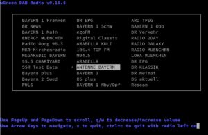 Abbildung 3: Das Ncurses-Tool DABBoardRadio dient unter anderem dazu, die Liste der Sender zu erstellen.