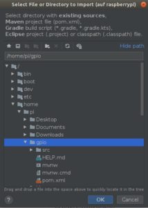 Abbildung 3: Zum Importieren eines neuen Projekts öffnet Intellij einen Dateibrowser, aus dem heraus Sie das Gewünschte auswählen.