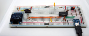 Abbildung 3: Eine Beispielschaltung auf einem Breadboard verdeutlicht, wie Sie den MCP2221 in eine Schaltung integrieren.