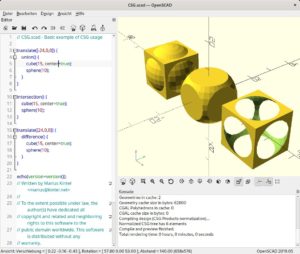 Abbildung 1: Das Anwendungsfenster von OpenSCAD: Im Programmierbereich links konstruieren Sie Ihr Objekt mittels einfacher Kommandos.