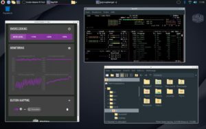 Abbildung 3: Das Cooler Master Pi&nbsp;Tool erlaubt es, den RasPi&nbsp;4 zu &uuml;bertakten und Aktionen mit dem auf dem Geh&auml;use angebrachten Schalter zu verkn&uuml;pfen. Auf Wunsch aktiviert die Software auch ein eigenes Theme samt passendem Desktop-Hintergrund.