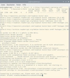 Abbildung 2: Die Installation des PiCockpit-Clients erfolgt &uuml;ber ein einfaches Einrichtungsskript. Hier tragen Sie den im Webfrontend erstellten API-Key ein.