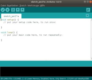 Abbildung 1: Die Arduino IDE nach dem ersten Start.