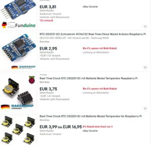 Abbildung 1: DS3231-Breakouts bei eBay.