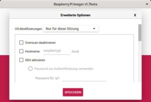 Abbildung 1: Mit <span class="key-combo">[Strg]+[Alt]+[X]</span> rufen Sie die erweiterten Optionen des Raspberry&nbsp;Pi Imager auf.