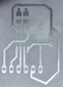 Abbildung 2: Die auf Fotopapier gedruckte und fertig gebackene Platine.