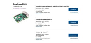 Abbildung 1: Die zum Download bereitstehenden Images von Raspberry&nbsp;Pi&nbsp;OS.