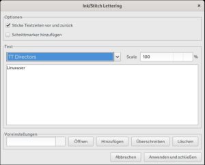 Abbildung 2: Das Lettering-Modul von Ink/Stitch bietet in der aktuellen Version eine größere Auswahl an Schriftarten.