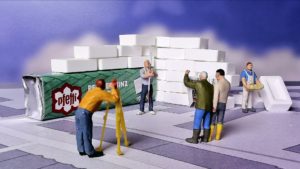 Abbildung 2: Eine mit unserem Aufbau aufgenommene Miniaturszene mit kleinen Figuren im Maßstab 1:87.